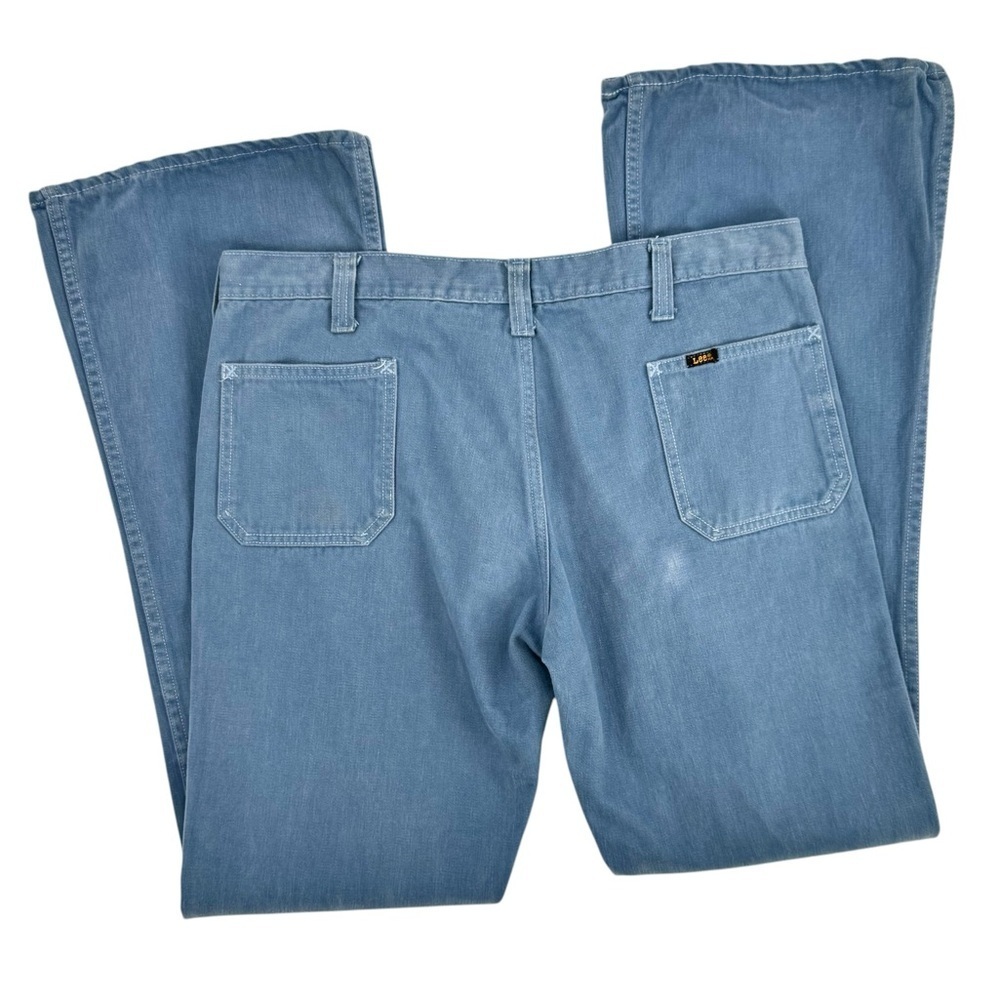Vintage 70s Bell Bottom Jeans Lee Teens Made in USA Button Fly Flare Leg | 16/18 - Picture 10 of 12